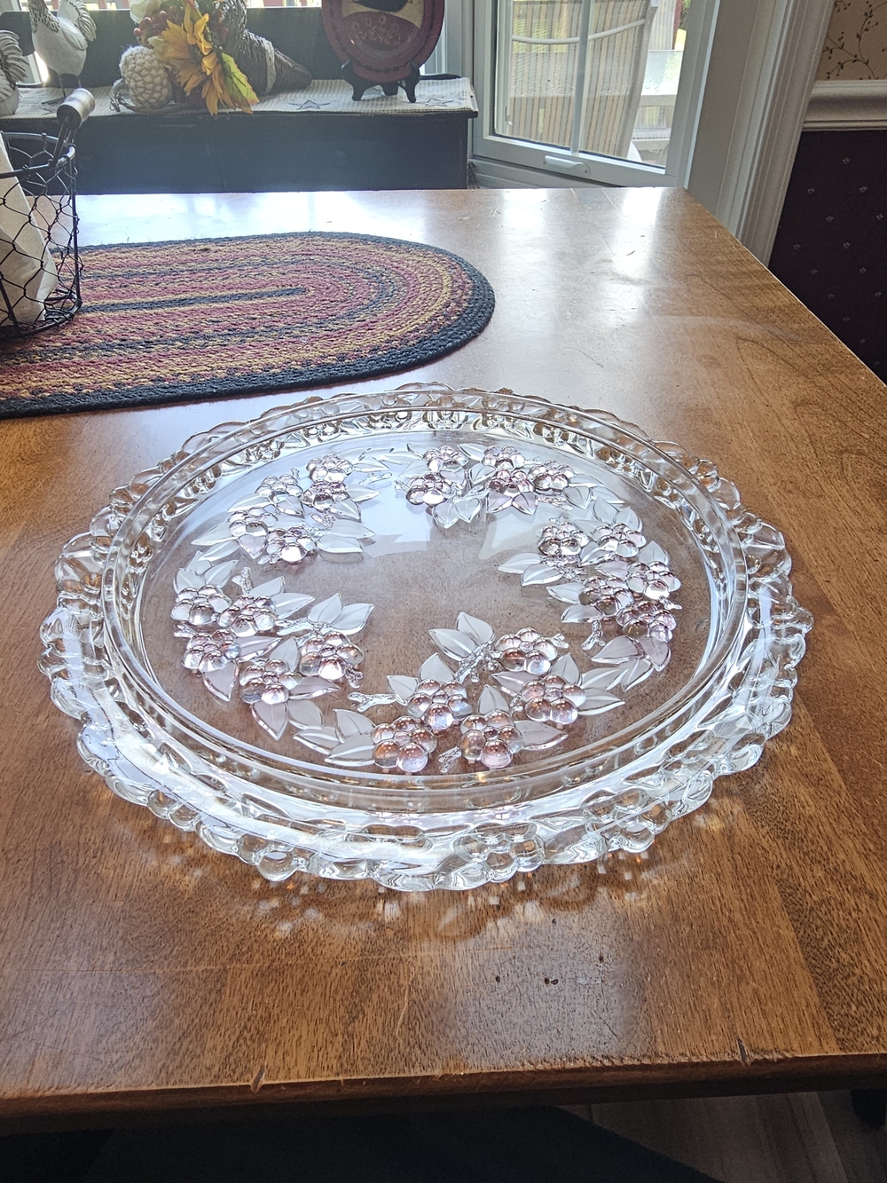 Vintage 1980's 13" Mikasa Cake Stand in Grapes and Leaves "Carmen" Pattern